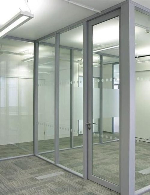 Glass office partitioning