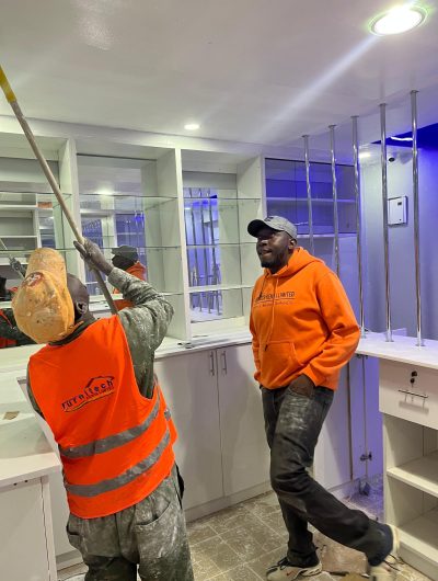 white paint finishes in a pahrmacy in Kenya
